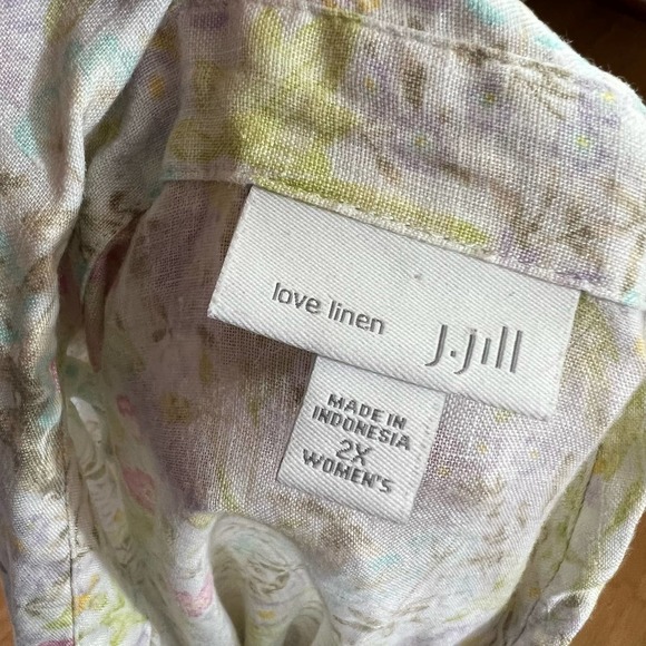 ✨SOLD✨J Jill Love Linen Floral Long Sleeve 100% Linen - Picture 6 of 7